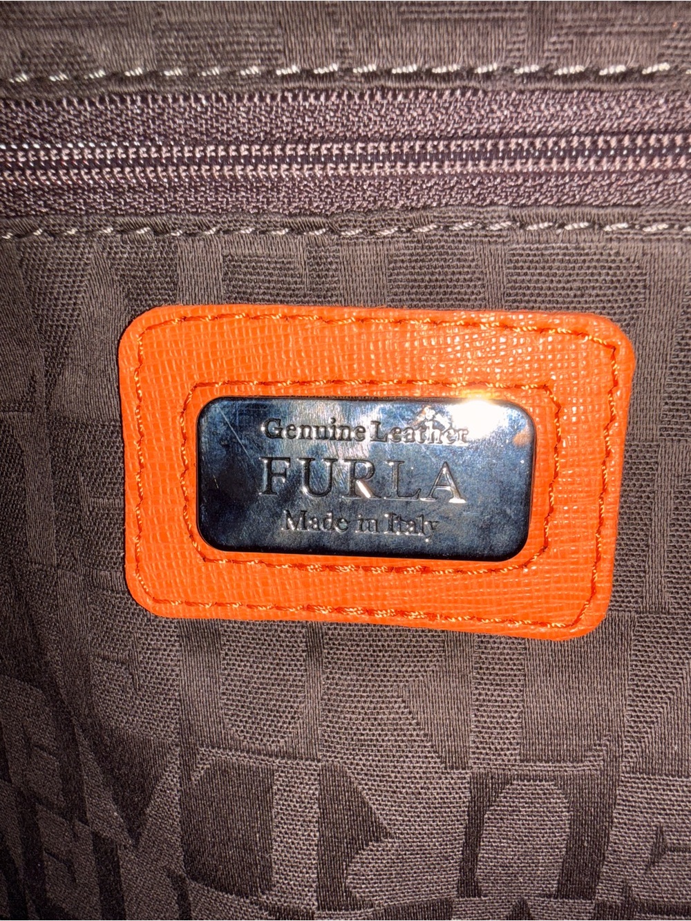 Furla Bright Orange Leather Tote with Top Handles - Picture 2 of 11